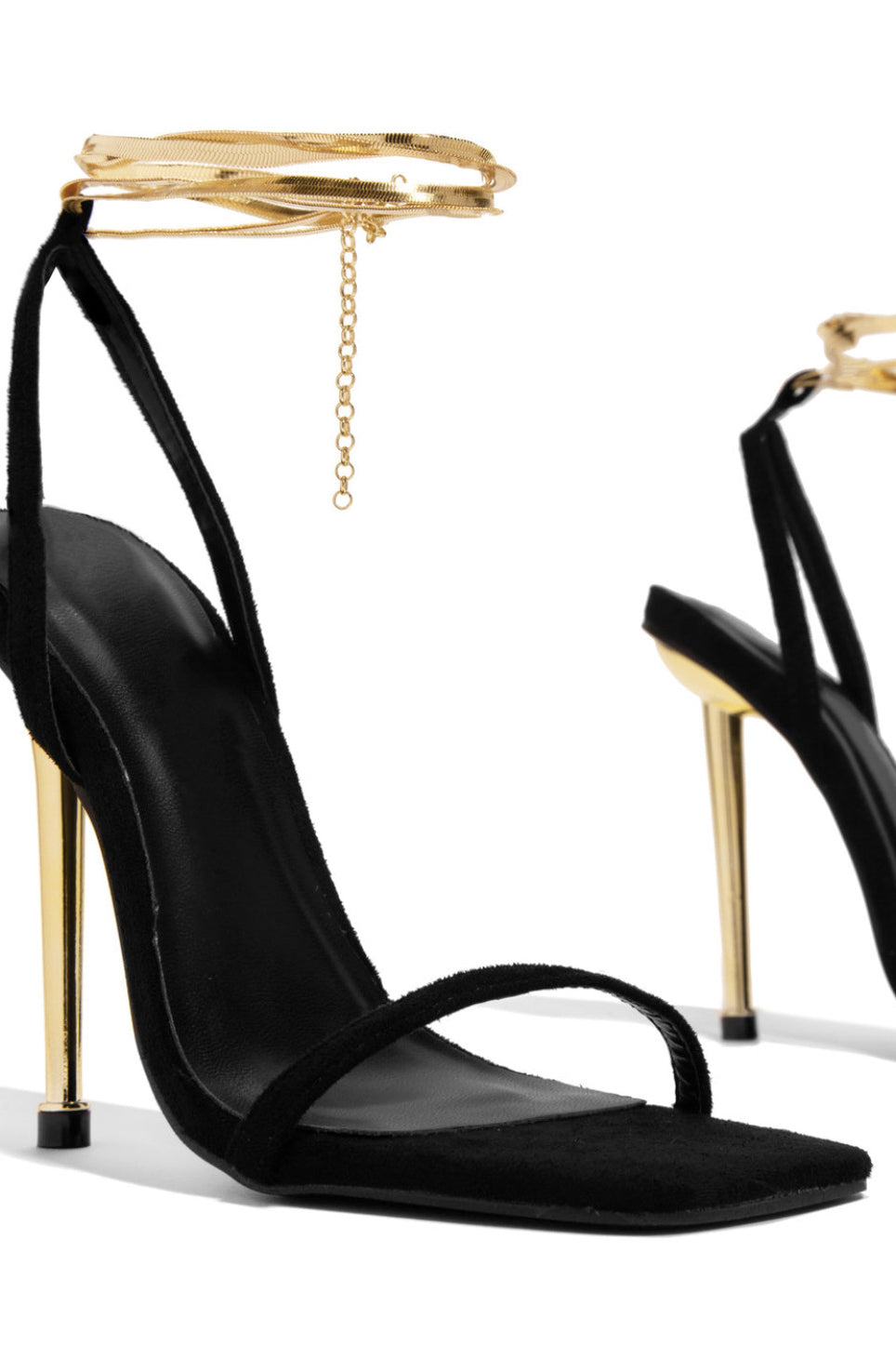 Women's Stiletto Heel | Faux Leather | Golden Details | Elegant & Festive