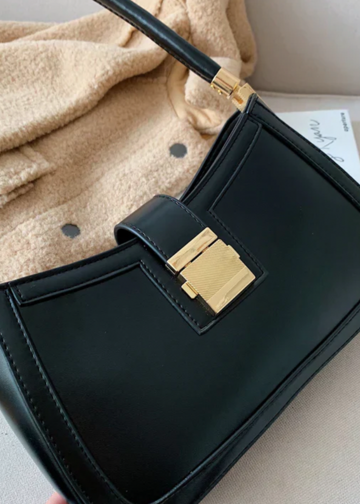 Women's Shoulder Bag Black – Elegant & with Zipper
