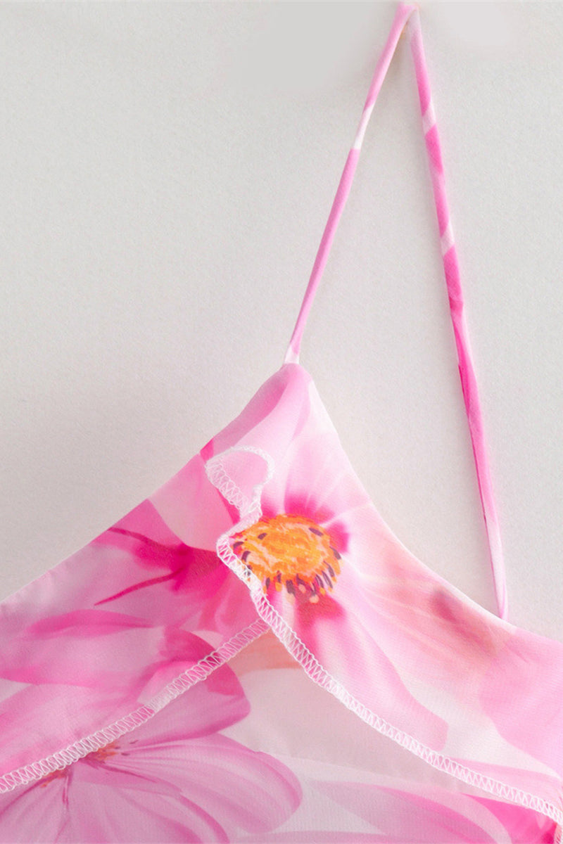 Robe dos nu à col halter avec volants – Robe de soirée légère pour femmes