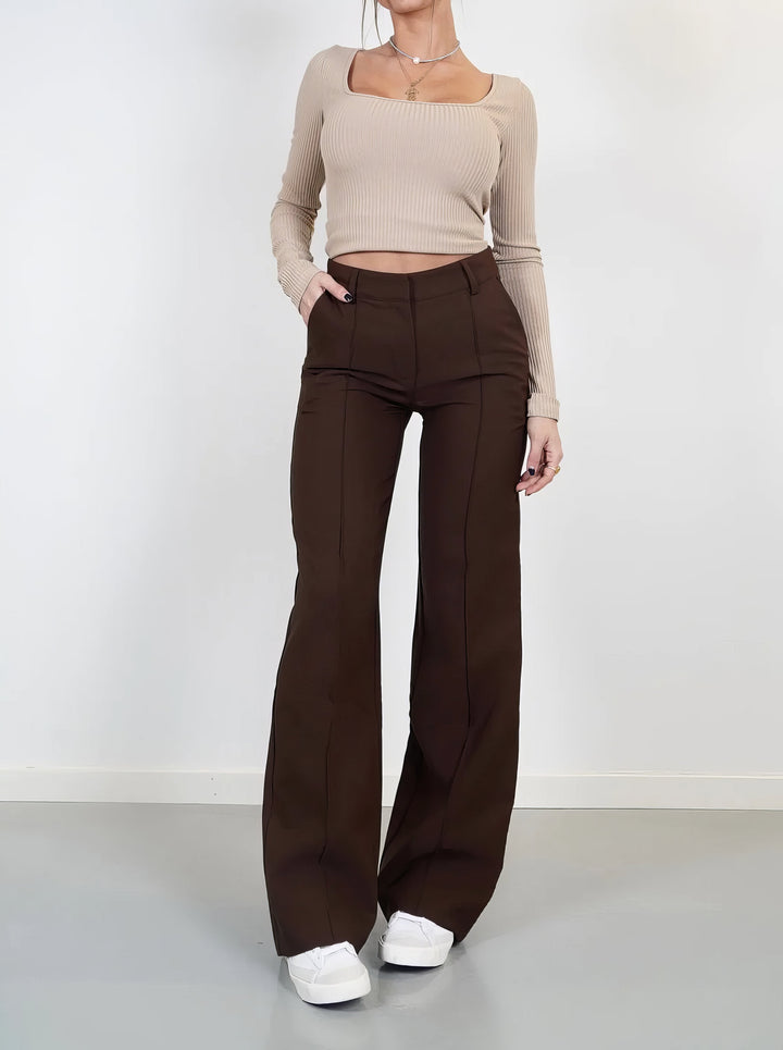 Women's high-waist pants with straight leg – Elegant business look