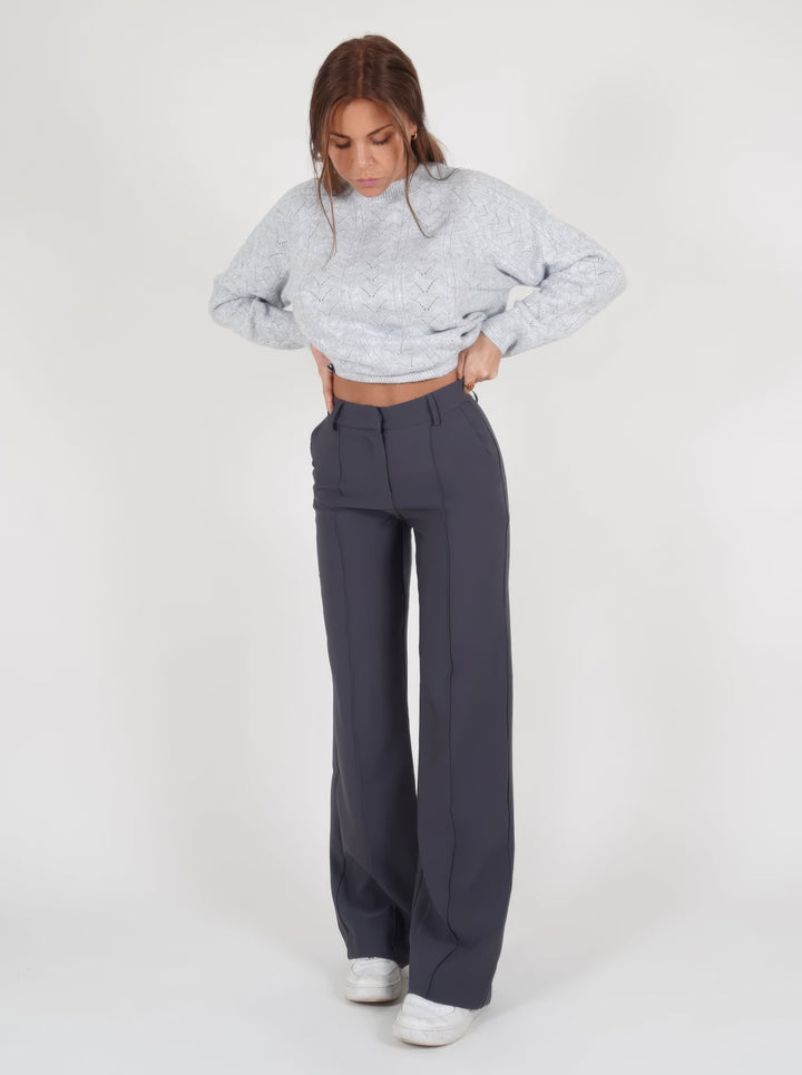 Women's high-waist pants with straight leg – Elegant business look