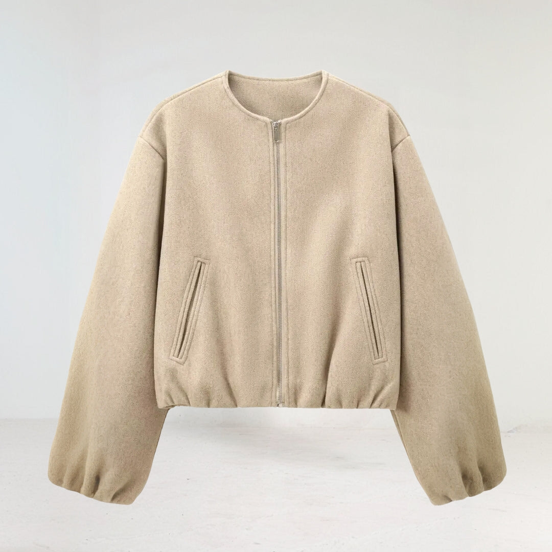 Cropped women's transitional jacket – with balloon sleeves & modern cut