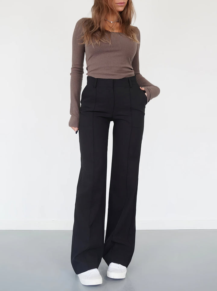 Women's high-waist pants with straight leg – Elegant business look