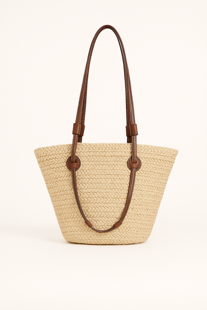 Boho Strandtasche Damen – Handgefertigte Raffia Schultertasche Sommer 2025