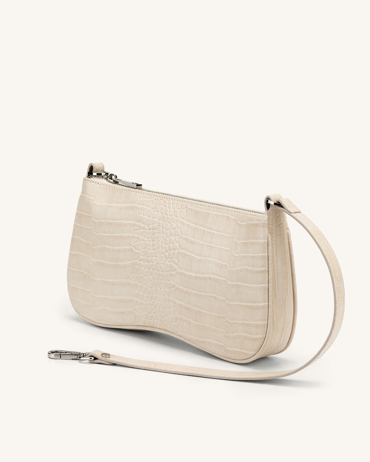 Vegan shoulder bag in crocodile look