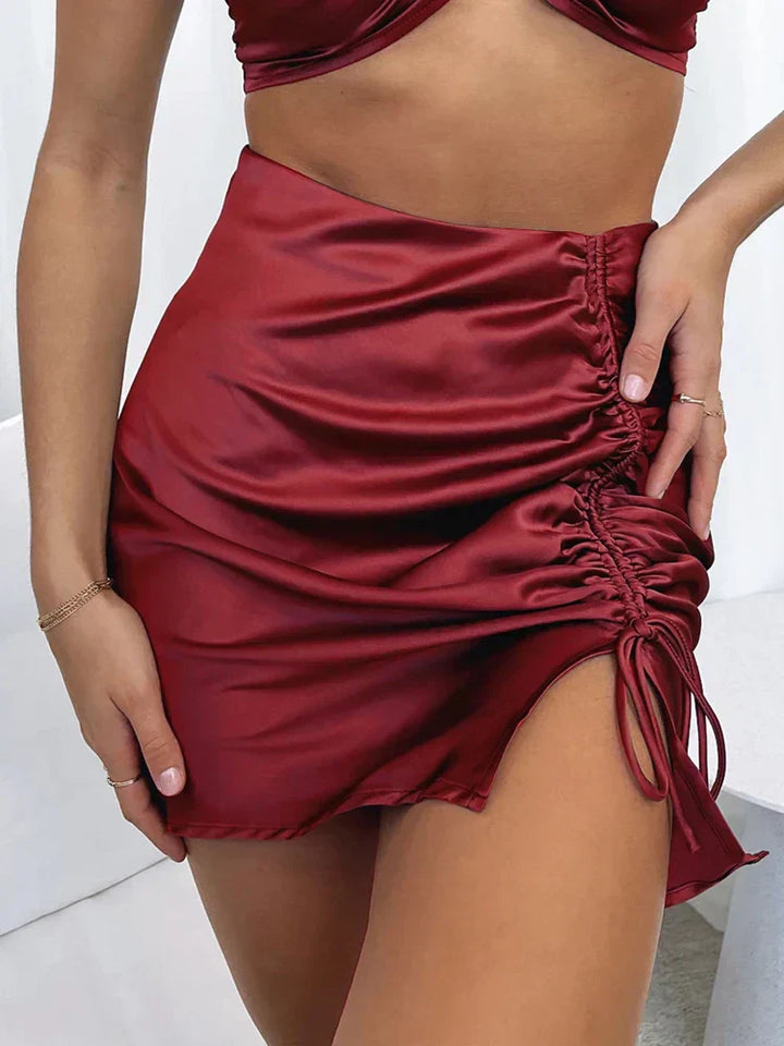 Satin Mini Skirt Women – High Waisted, Shiny, Vegan, Summer