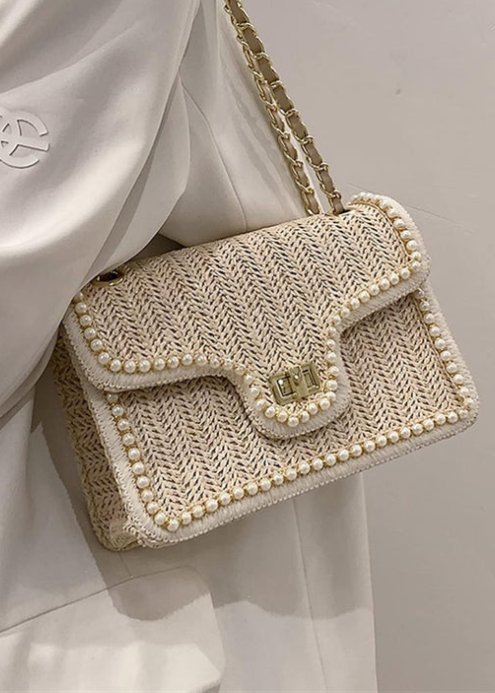 Rattan Handbag Women – Boho Style with Bead Detail