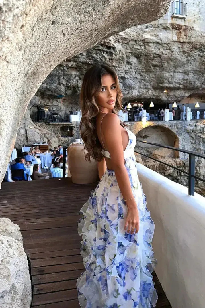 Maxi flower dress with ruffles | Light summer dress – Boho style