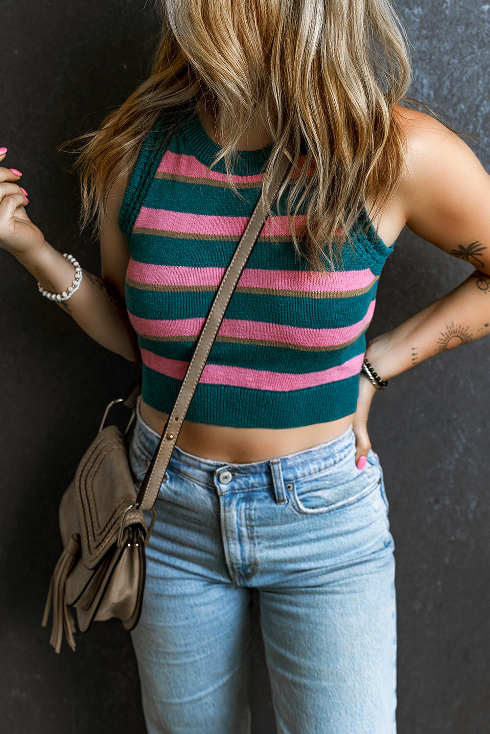 Striped Sleeveless Knit Sweater – Lightweight Summer Knitwear