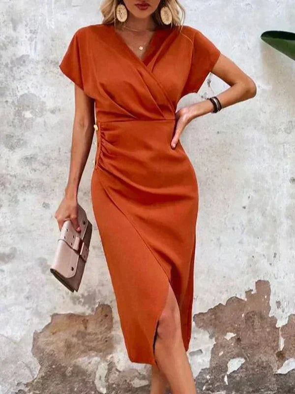 Women's midi dress viscose wrap design elegant for summer