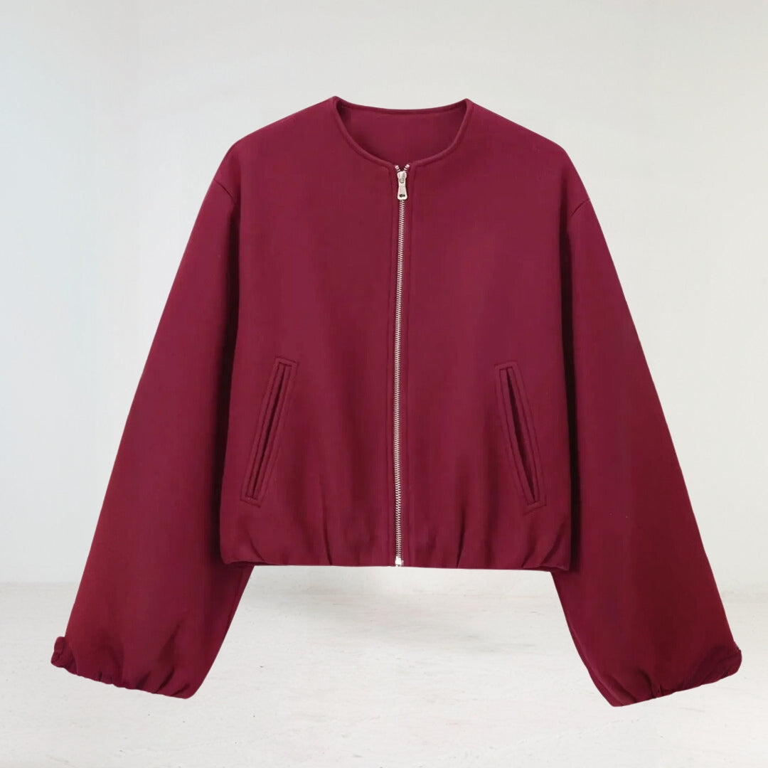 Cropped women's transitional jacket – with balloon sleeves & modern cut