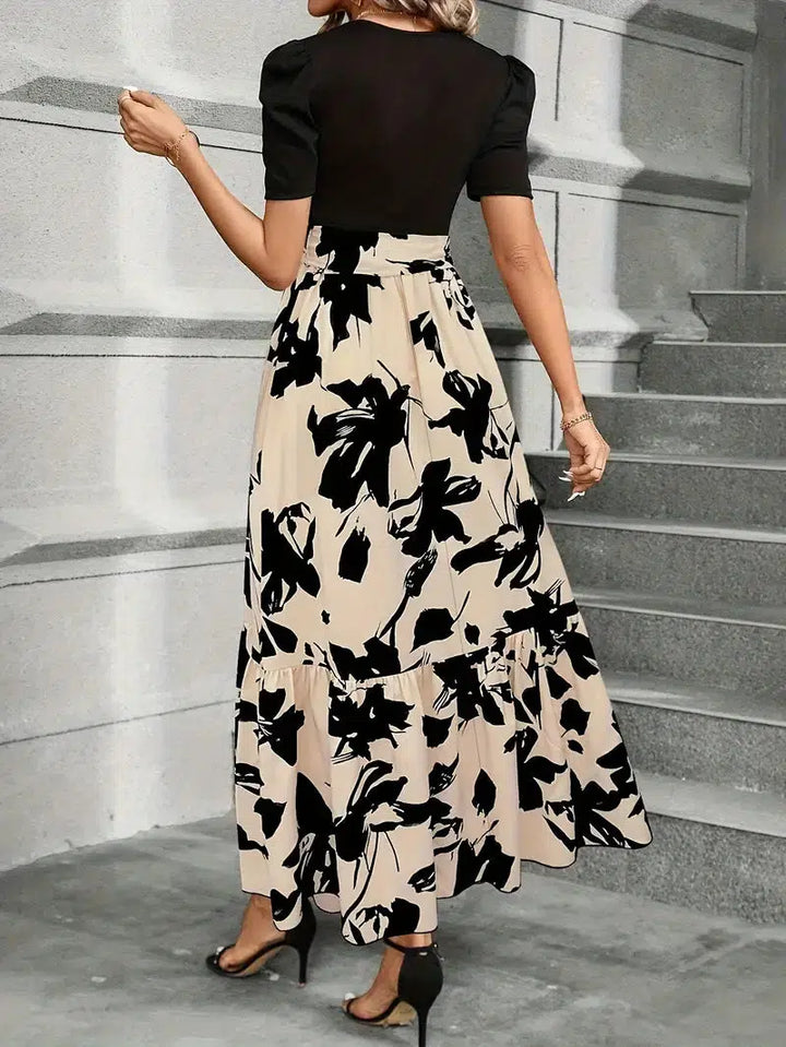 Elegant maxi dress for women – A-line summer dress with waist bow