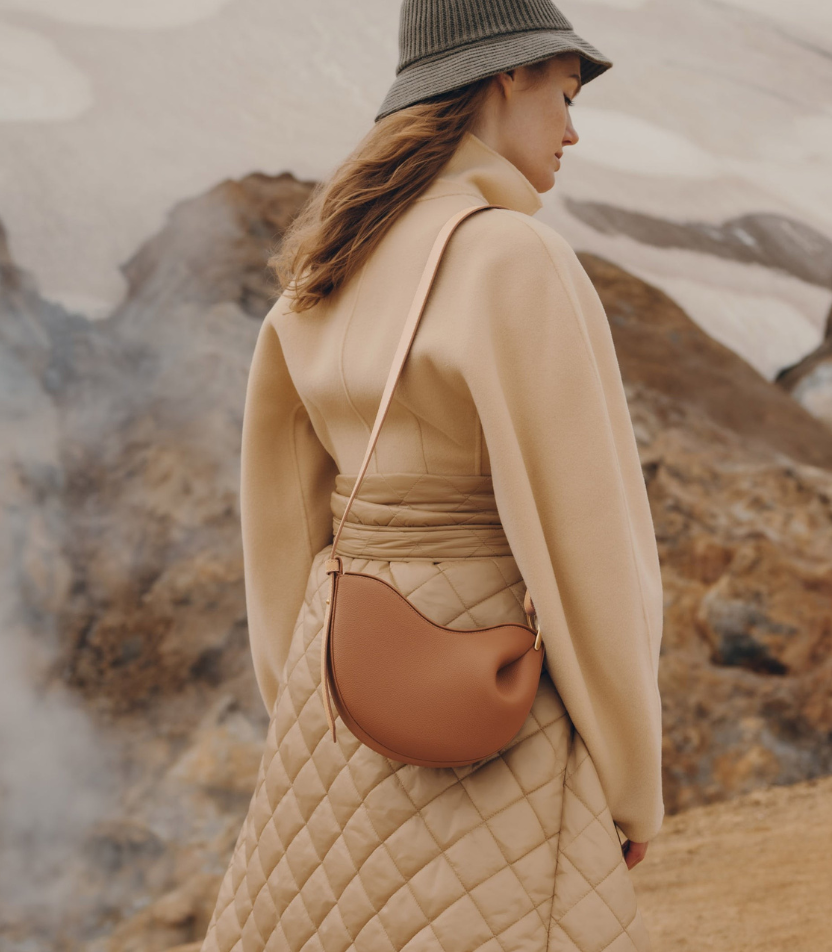 Tote Bag Women Vegan – Large Shoulder Bag made of Faux Leather in Cognac