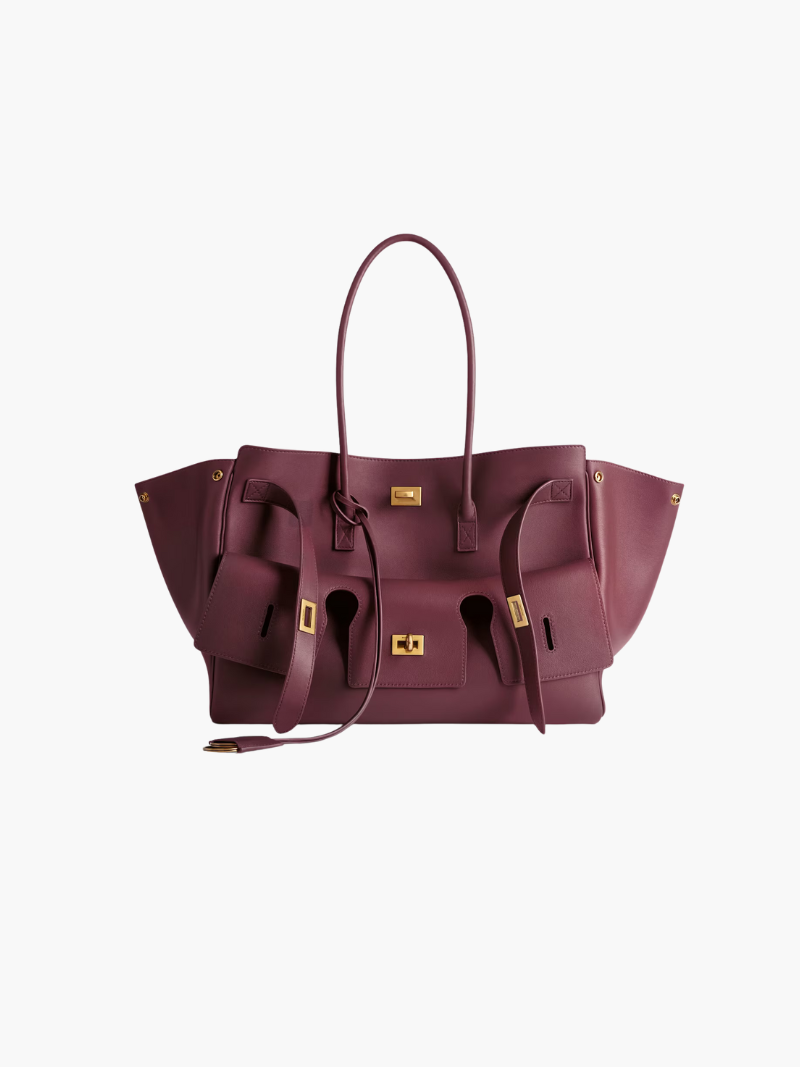 Luxurious vegan leather beach bag – woven tote for women