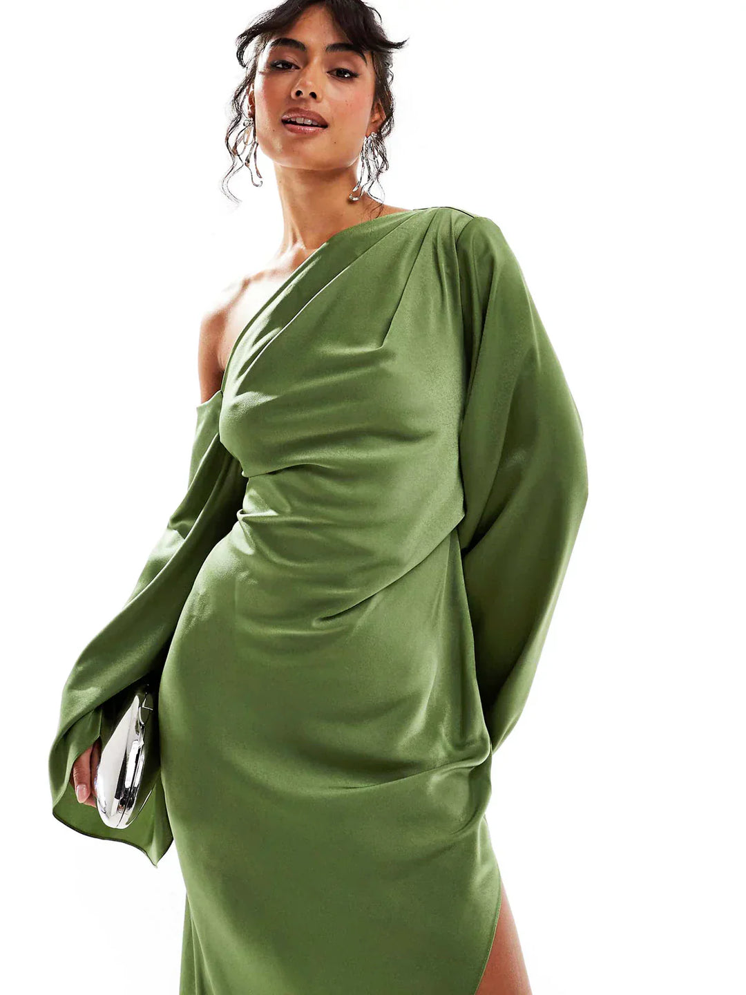 Green Asymmetric Maxi Dress – Fluid Silhouette, Elegant & Summery