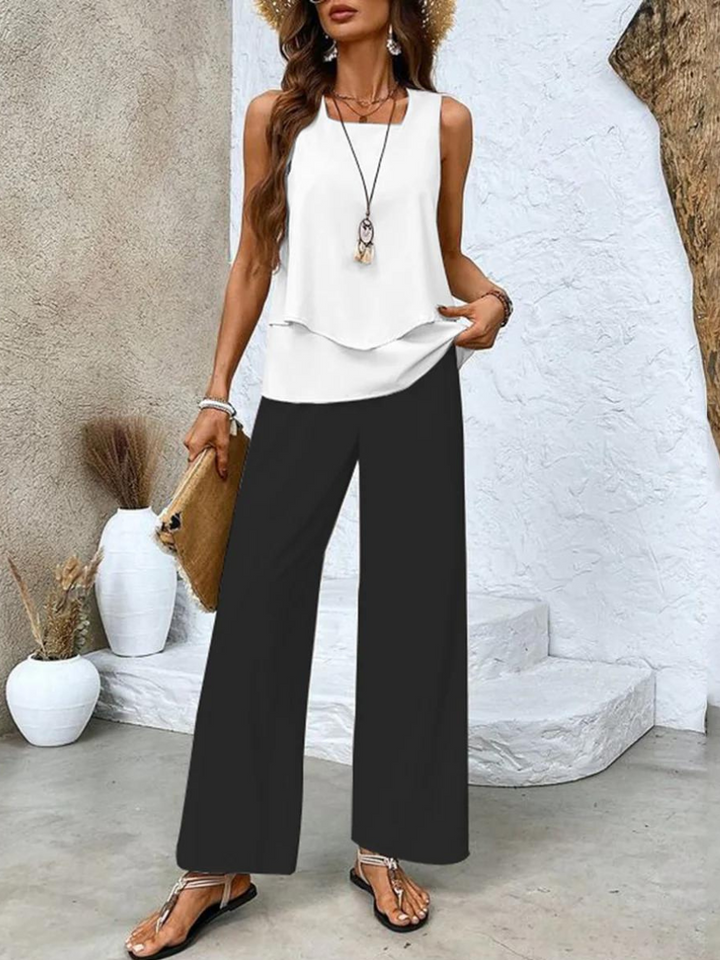 Elegant women's two-piece – sleeveless top & straight pants set