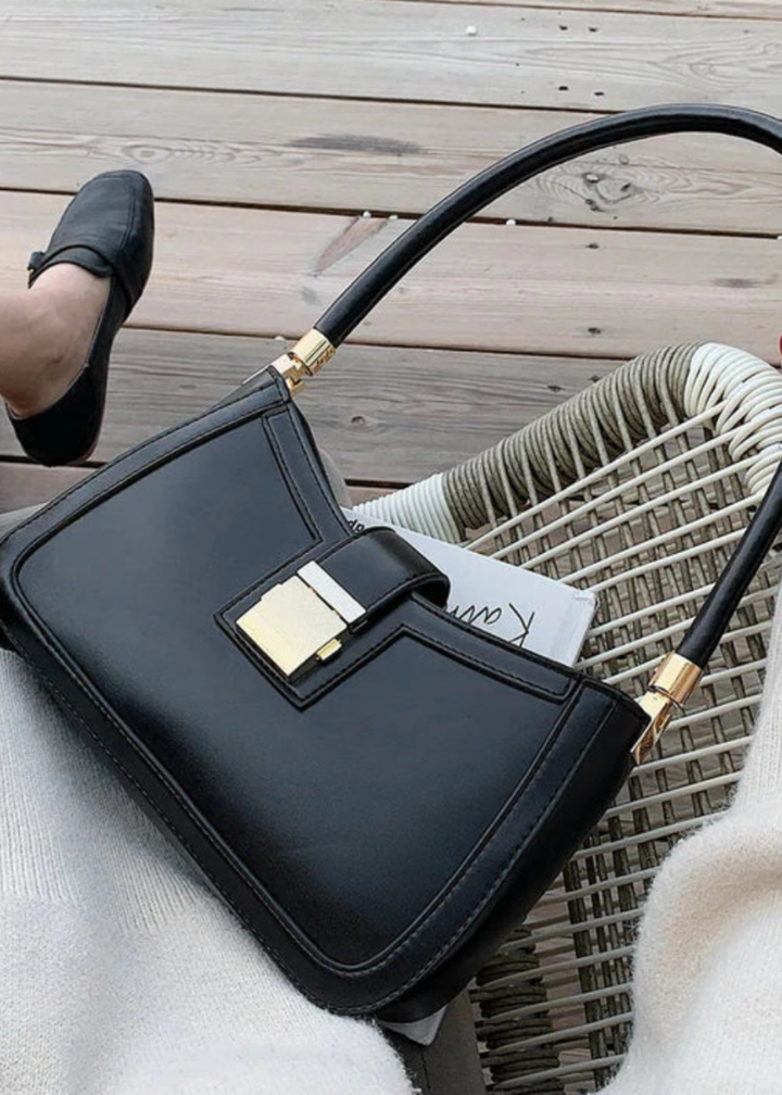 Women's Shoulder Bag Black – Elegant & with Zipper