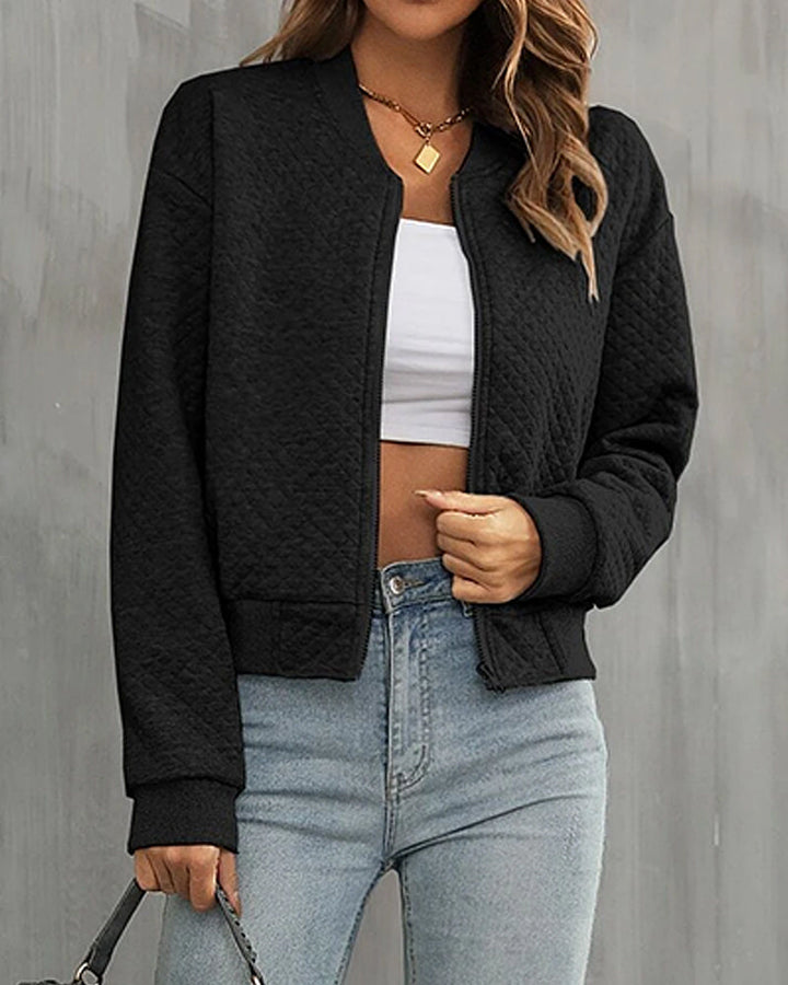 Elegant women's transitional jacket – lightweight bomber jacket with zipper