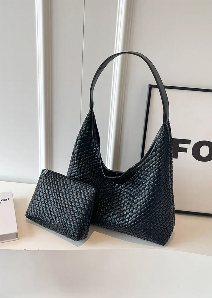 Braided Shoulder Bag – Vegan Leather with Inner Pocket