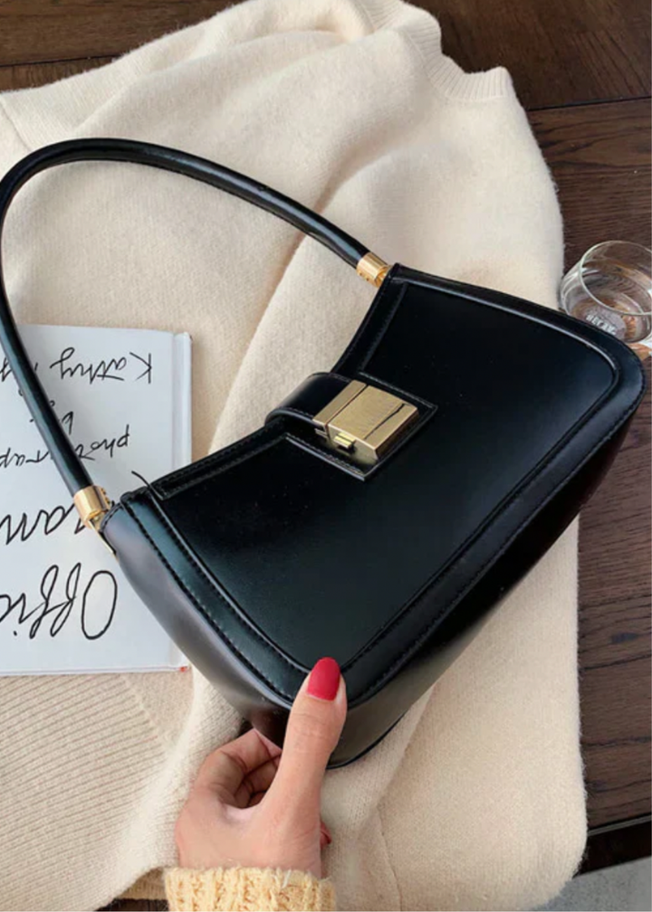 Women's Shoulder Bag Black – Elegant & with Zipper