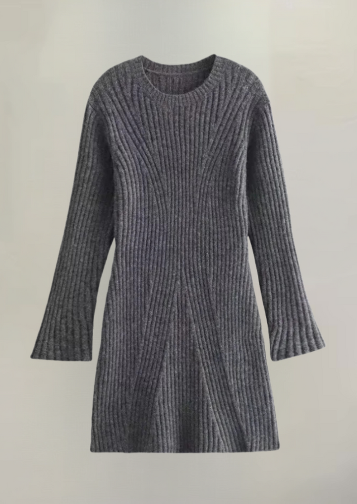 Women's knitted dress – rib knit – long sleeve – comfortable fit