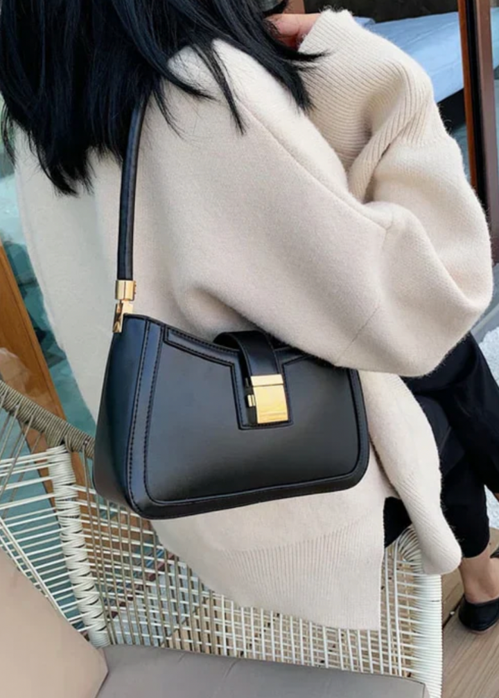 Women's Shoulder Bag Black – Elegant & with Zipper