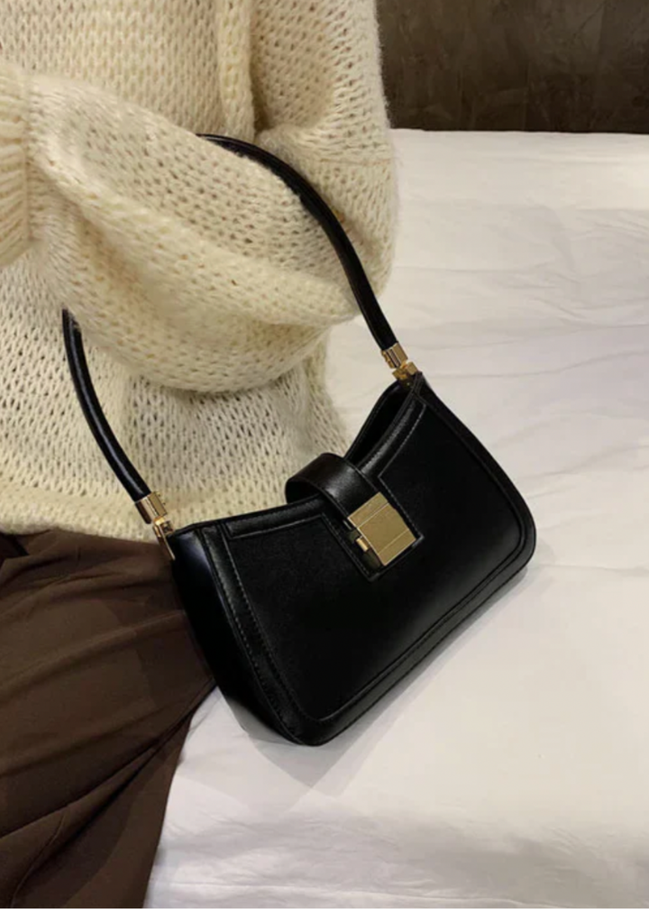Women's Shoulder Bag Black – Elegant & with Zipper