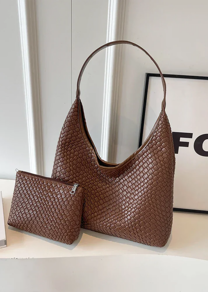 Braided Shoulder Bag – Vegan Leather with Inner Pocket