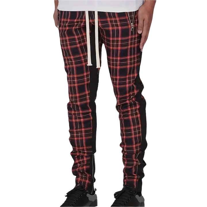 Men's Checked Pants – Comfortable Casual Pants for Men with Zipper Pockets