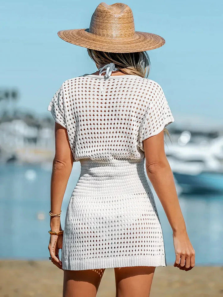 Women's Beach Dress Crochet Maxi V-Neck Summer Boho