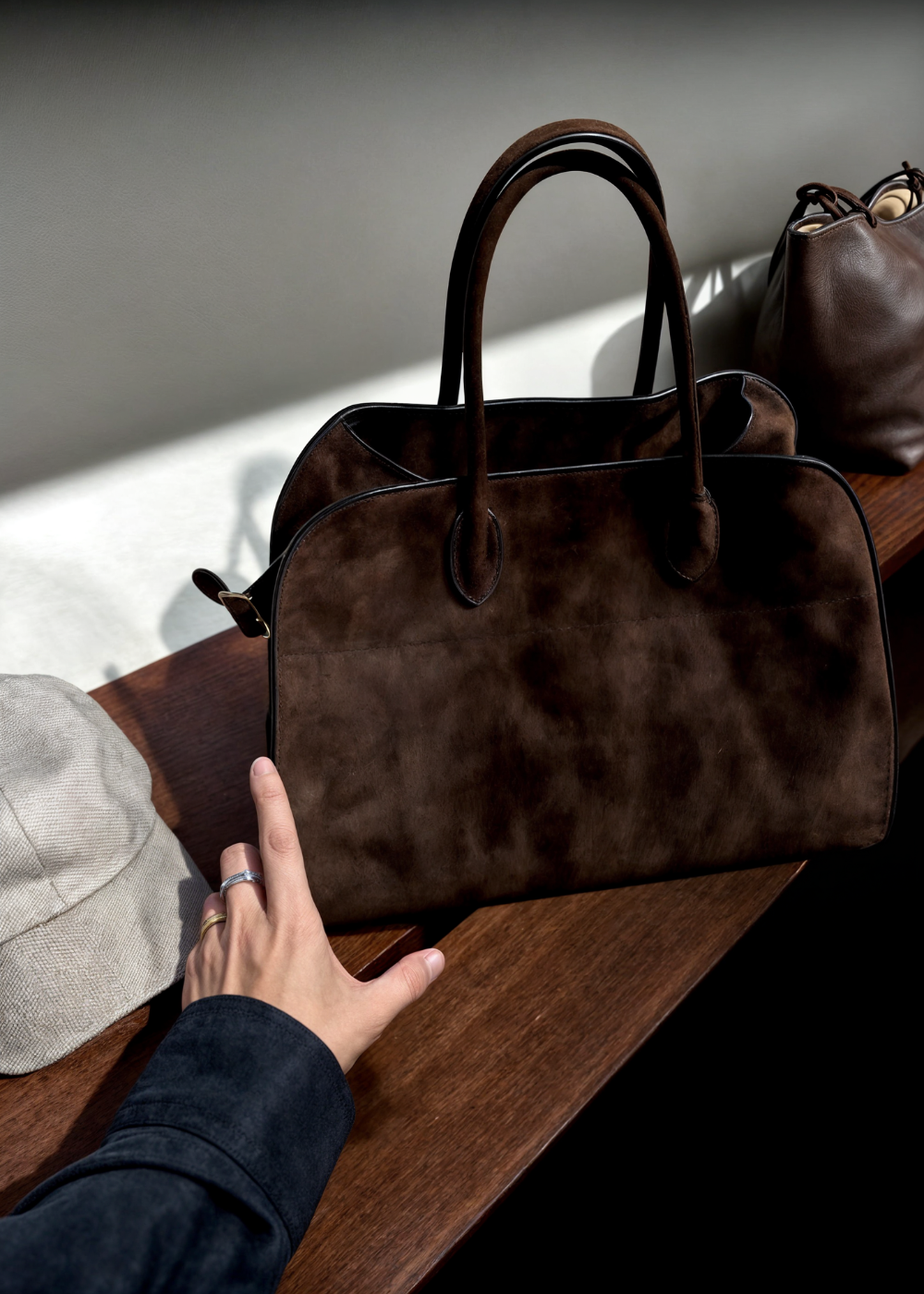 Large Suede Handbag Women – Crossbody Bag Genuine Leather with Zipper