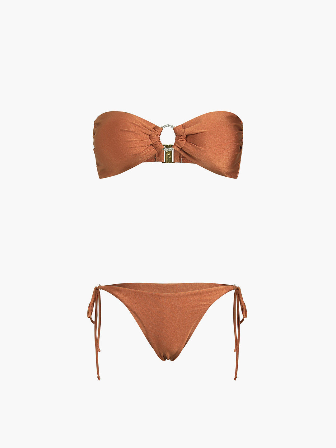 Copper-colored bikini set – Vegan leather-look swimwear