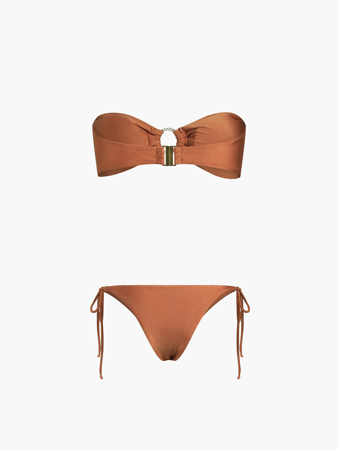 Copper-colored bikini set – Vegan leather-look swimwear