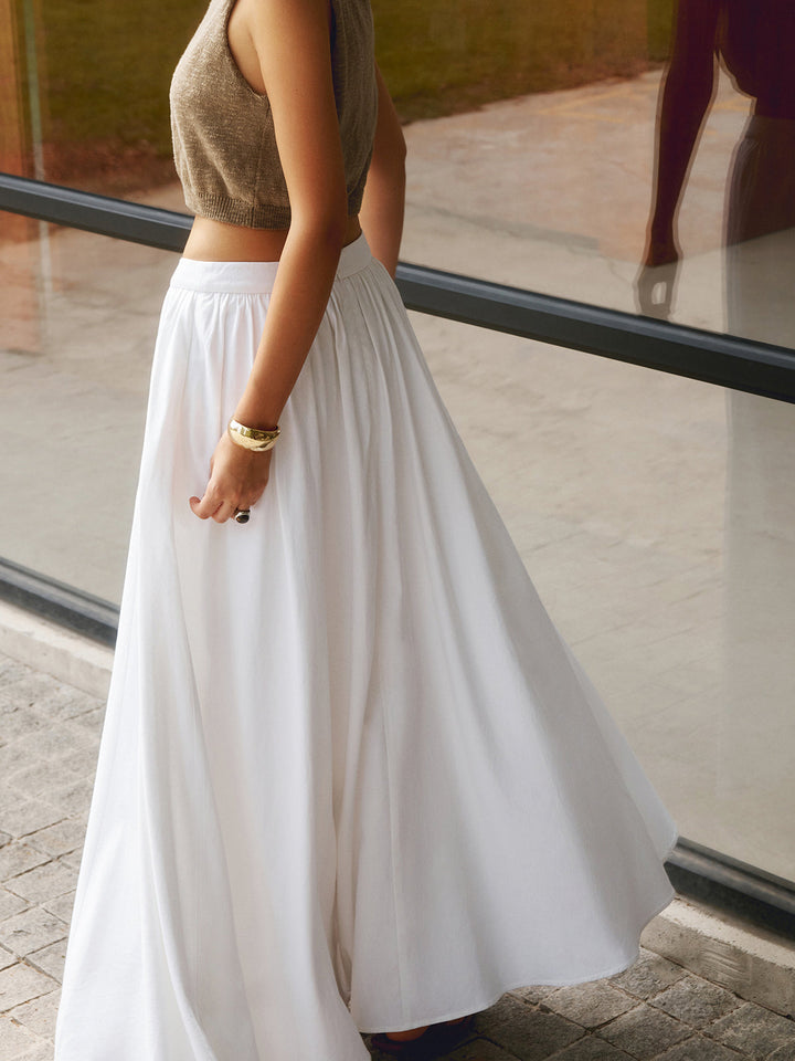 Linen Pleated Skirt Maxi – High-Quality Summer Skirt Made of Linen Blend