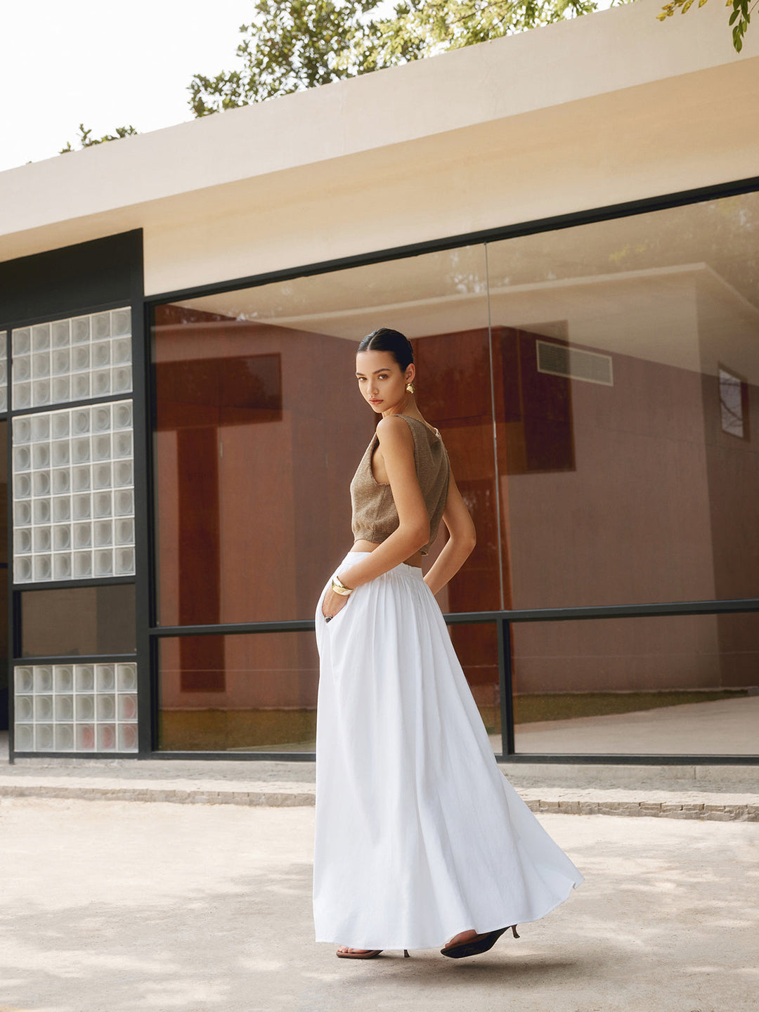 Linen Pleated Skirt Maxi – High-Quality Summer Skirt Made of Linen Blend