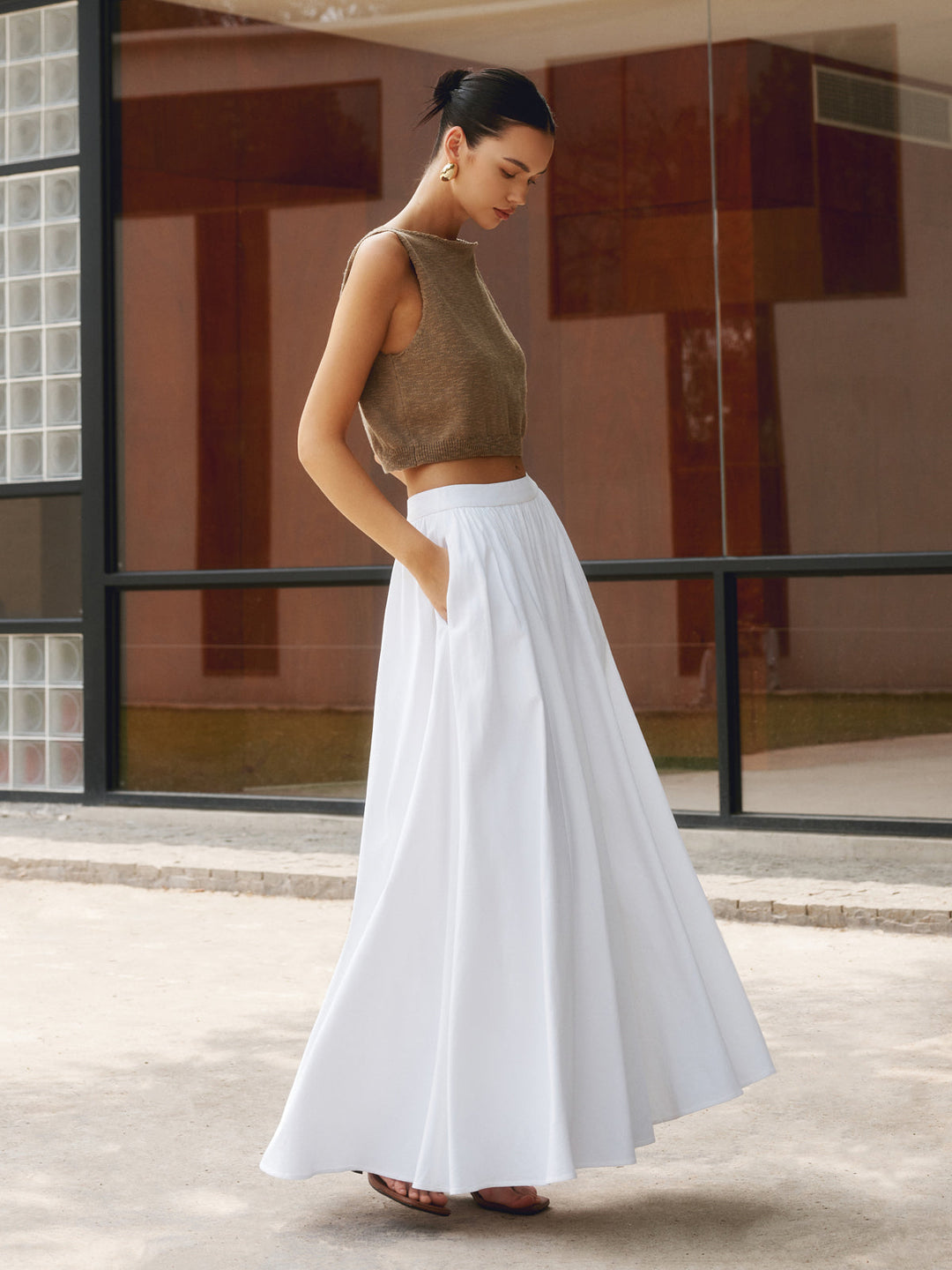 Linen Pleated Skirt Maxi – High-Quality Summer Skirt Made of Linen Blend