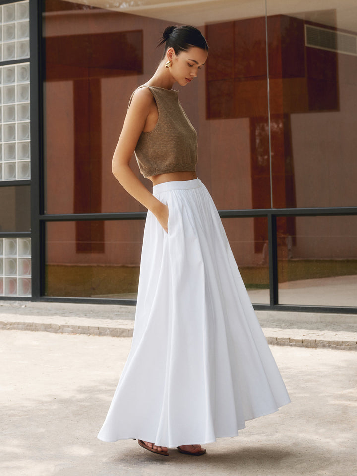 Linen Pleated Skirt Maxi – High-Quality Summer Skirt Made of Linen Blend