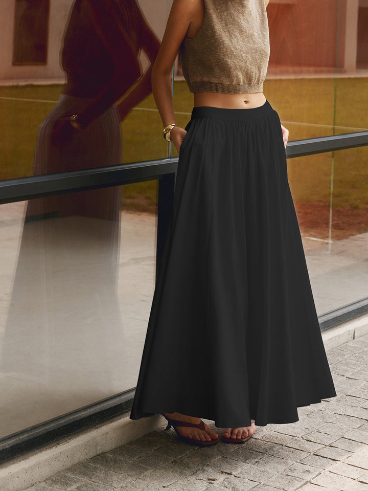 Linen Pleated Skirt Maxi – High-Quality Summer Skirt Made of Linen Blend