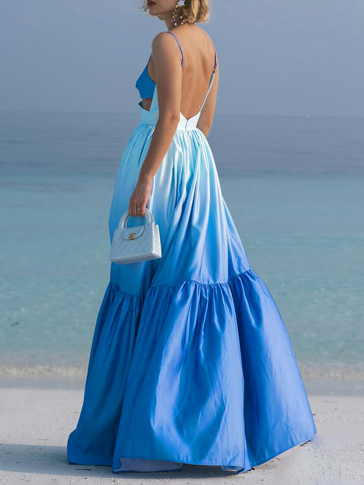 Robe maxi à découpe dans le dos – Robe d'été pour mariage et fête