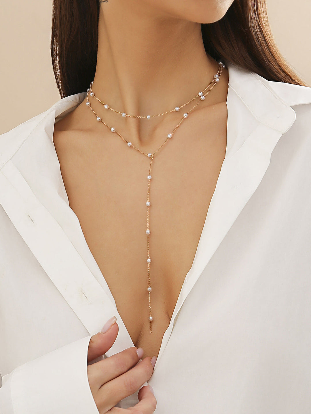 Elegant pearl necklace – Handmade gold-plated jewelry