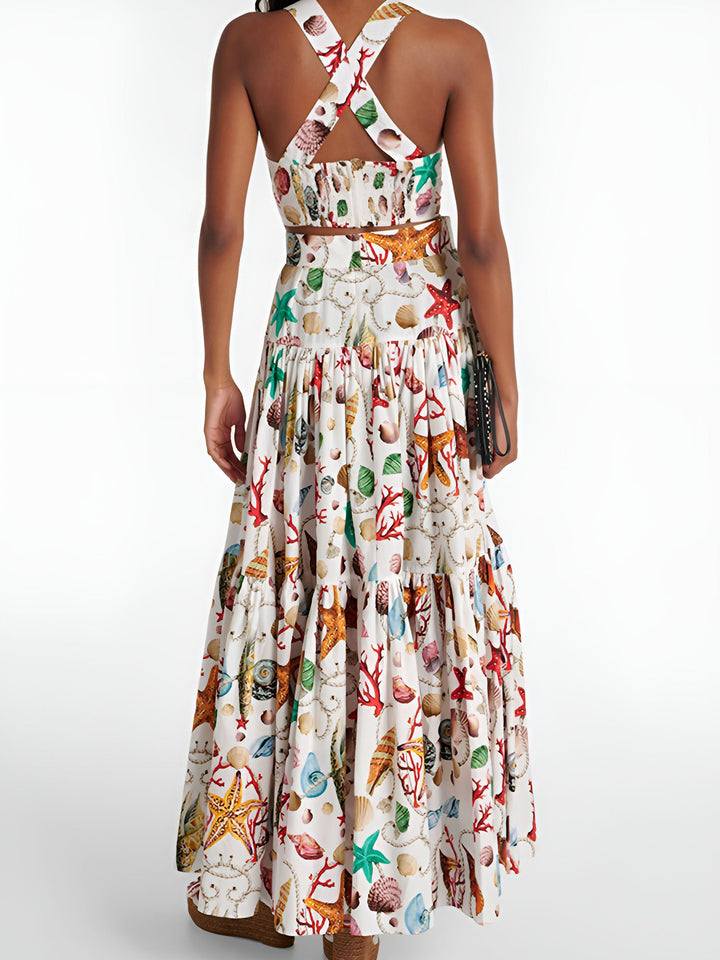 Women's Pleated Skirt Set with Blouse – Summer Two-Piece Outfit Elegant & Comfortable