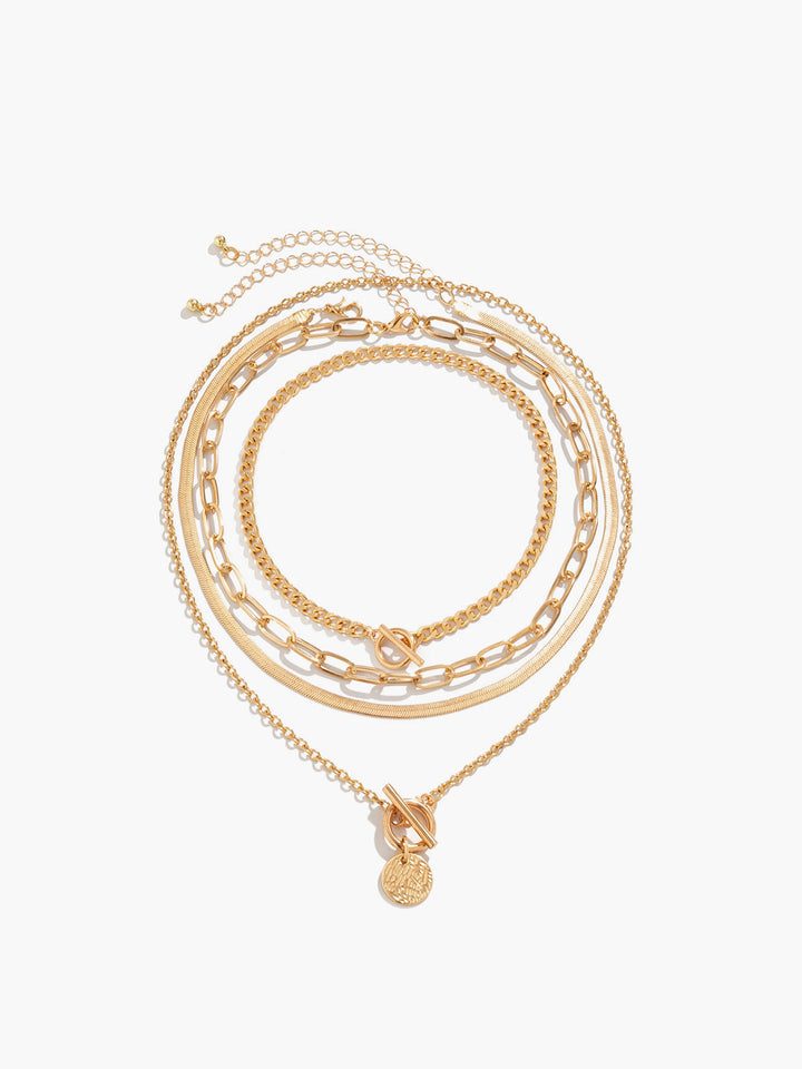 4-piece chunky stacking necklace – trendy statement jewelry