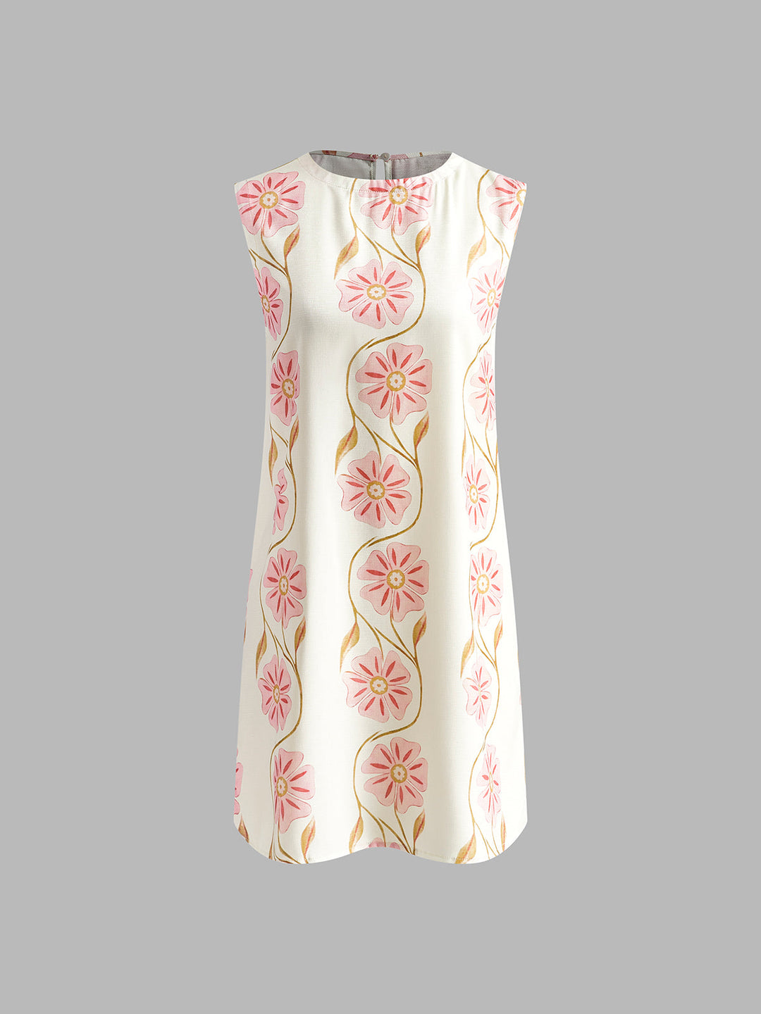 Sleeveless mini dress with romantic floral pattern – summer dress