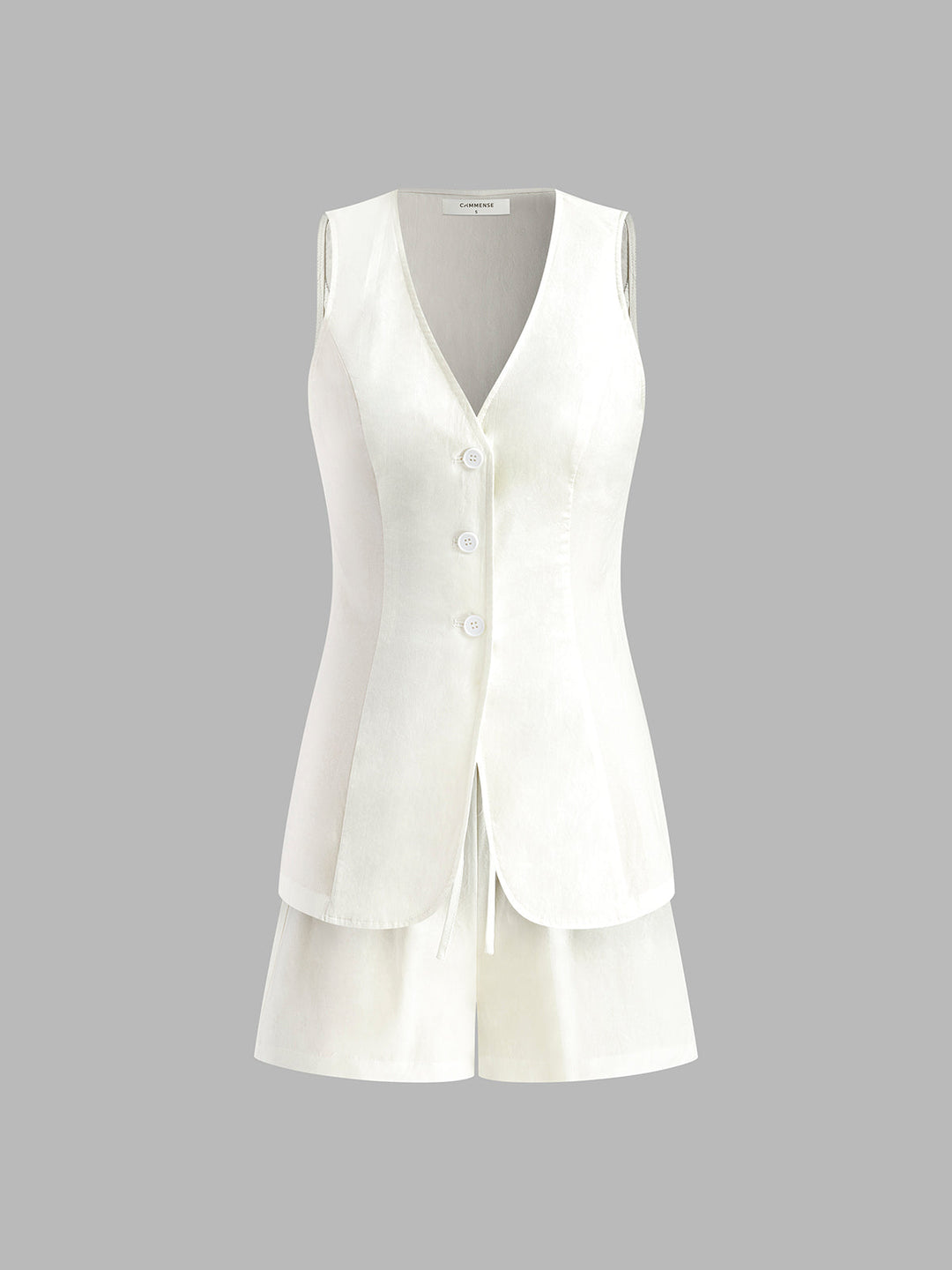 Women's Summer Two-Piece – Drawstring Top & Shorts with Slit