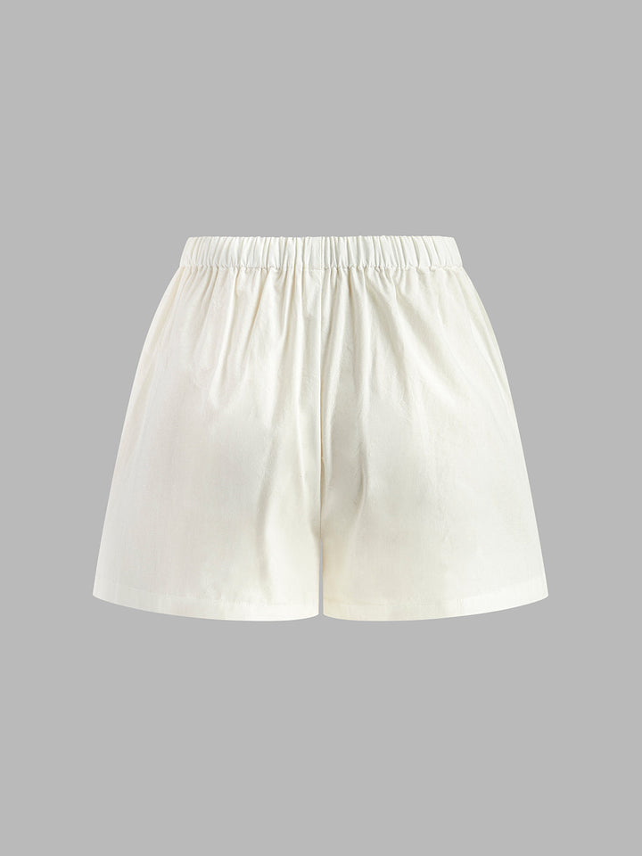 Women's Summer Two-Piece – Drawstring Top & Shorts with Slit