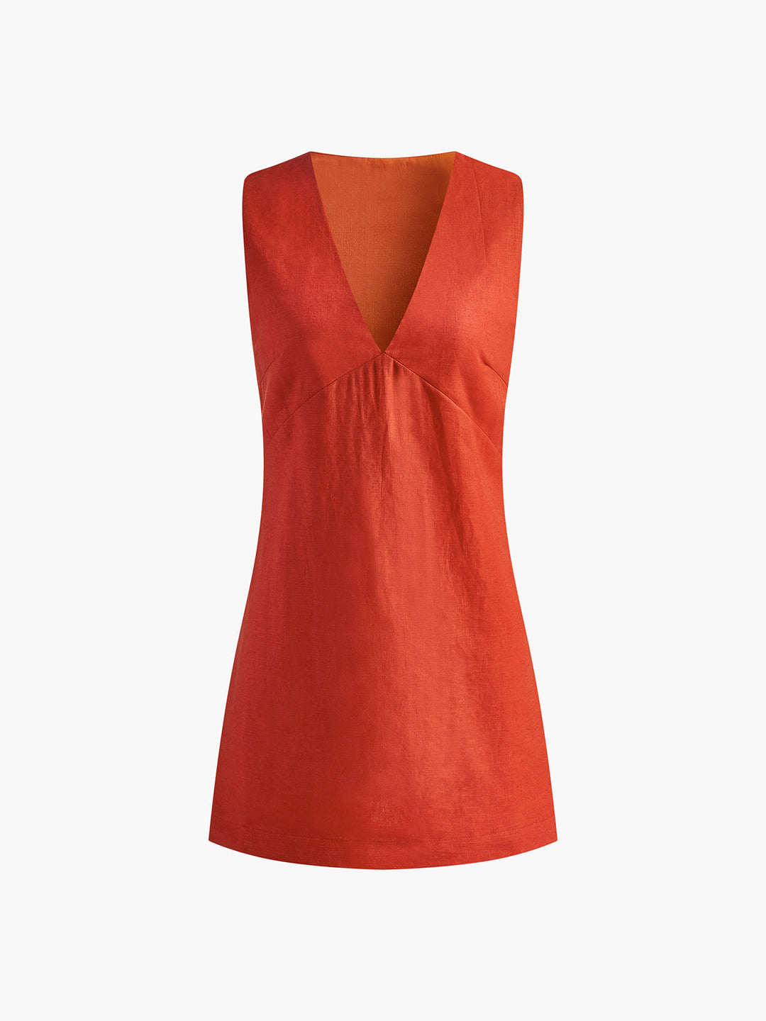 Sleeveless Cotton-Linen V-Neck Mini Dress – Summer Casual