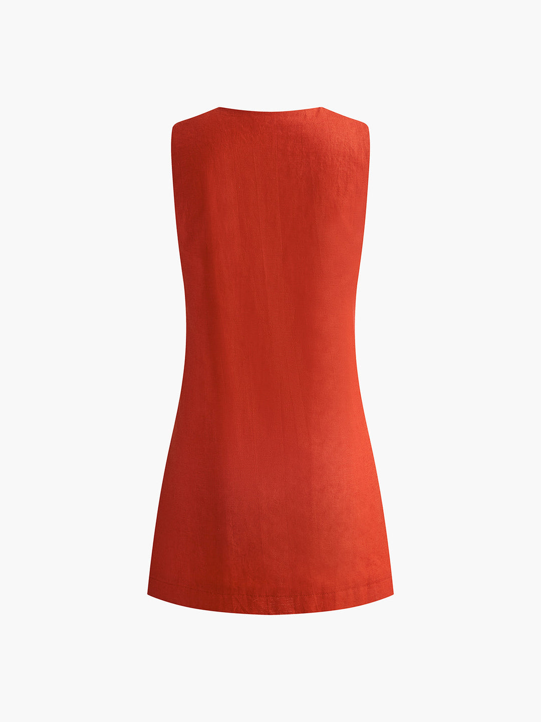Sleeveless Cotton-Linen V-Neck Mini Dress – Summer Casual