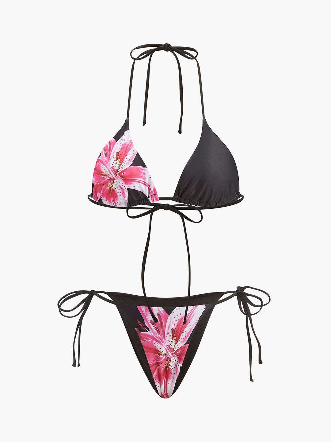 3-piece flower bikini set with mesh skirt – fashionable swimwear