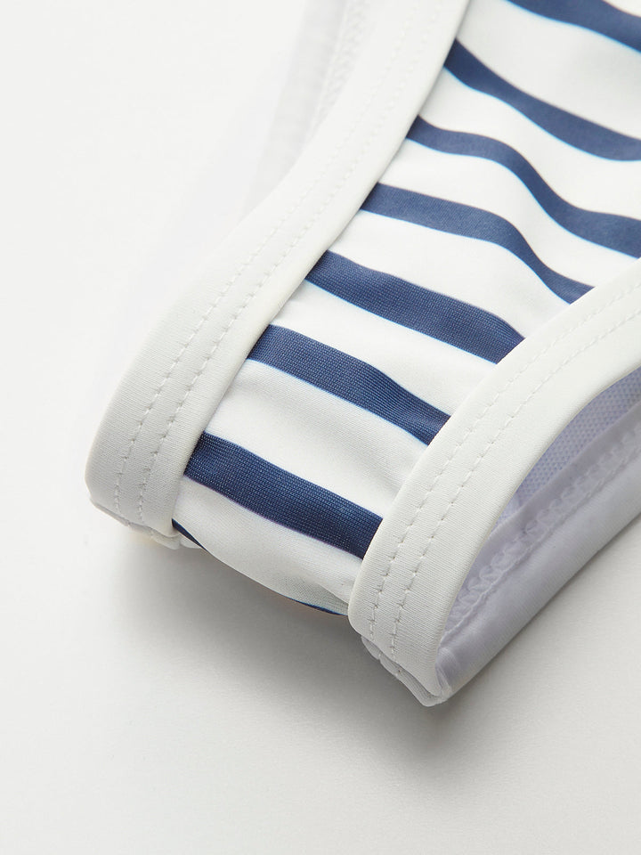 Nautical Stripe High-Cut Bikini – Figure-Hugging Women's Swimsuit