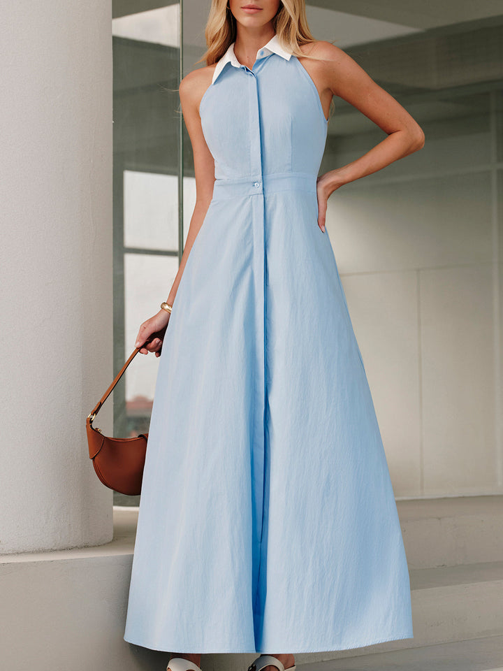 Sleeveless maxi shirt dress with buttons